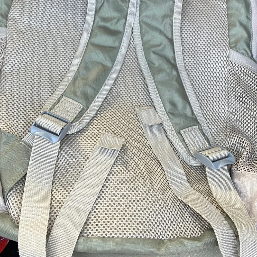 Eddie Bauer Green and Light Gray Daypack with Orange Accents
